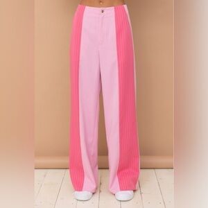 Freeme Wide Leg Color Block Pants
